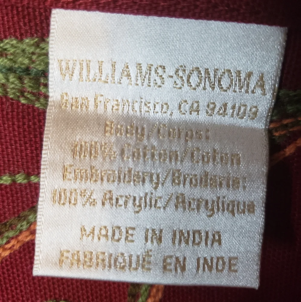 Williams-Sonoma Set/4 Embroidery Napkins